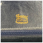 Gucci Vintage Navy Gold GG Canvas Leather Shoulder Bag Pochette