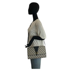 Gucci Vintage Gray Navy Gold GG Supreme Canvas Shoulder Bag Pochette