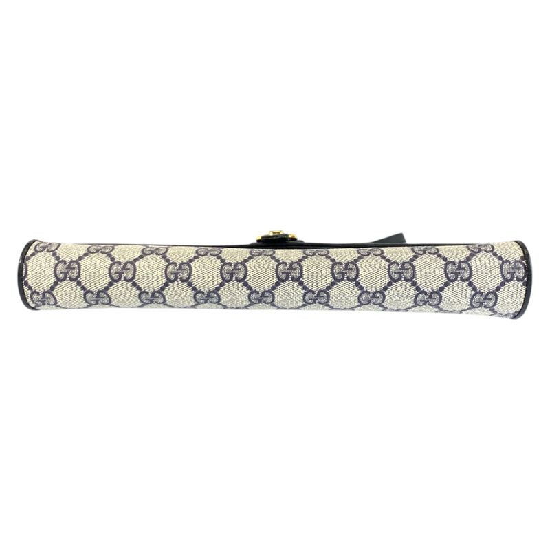 Gucci Vintage Gray Navy Gold GG Supreme Canvas Shoulder Bag Pochette