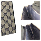 Gucci Vintage Gray Navy Gold GG Supreme Canvas Shoulder Bag Pochette