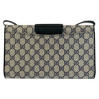 Gucci Vintage Gray Navy Gold GG Supreme Canvas Shoulder Bag Pochette