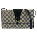 Gucci Vintage Gray Navy Gold GG Supreme Canvas Shoulder Bag Pochette