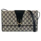 Gucci Vintage Gray Navy Gold GG Supreme Canvas Shoulder Bag Pochette