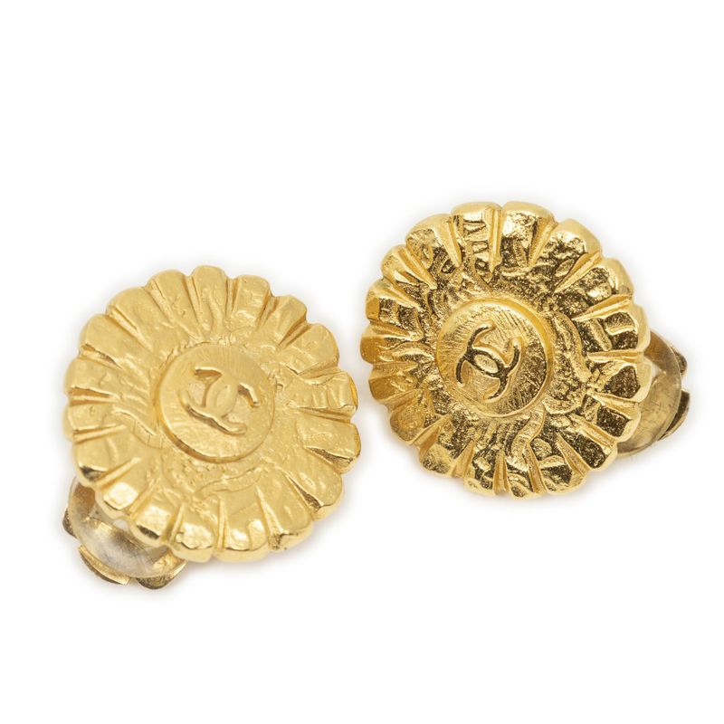 Chanel CC Flower Earrings
