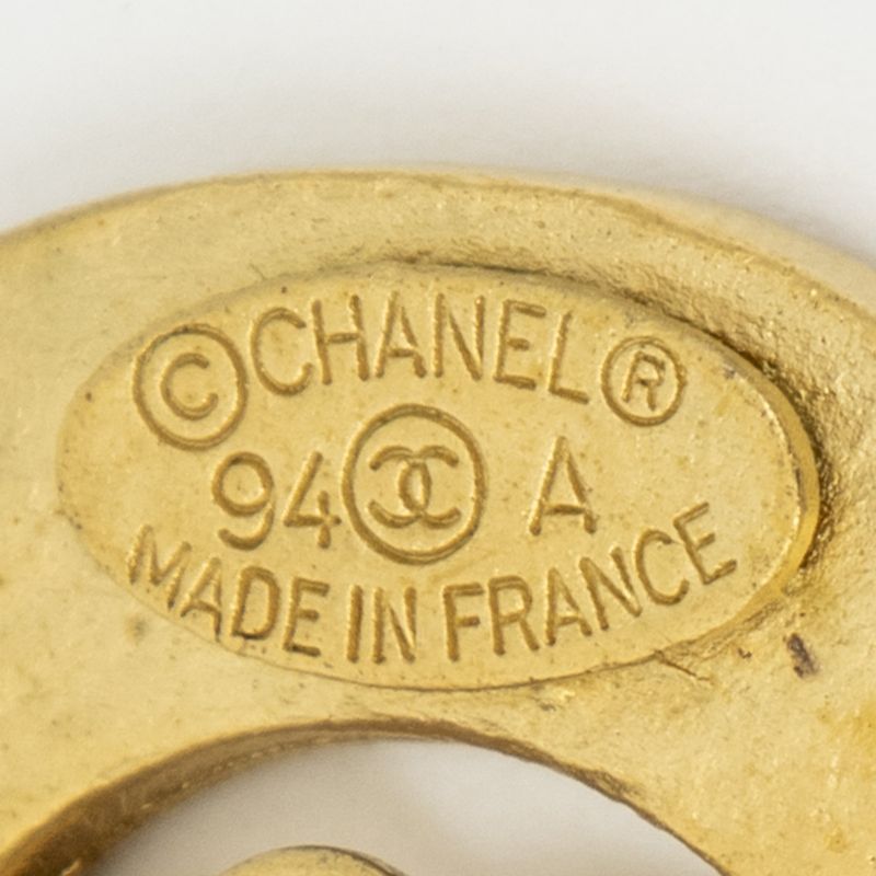 Chanel CC Logo Round Clip Type Earrings Gold Plated