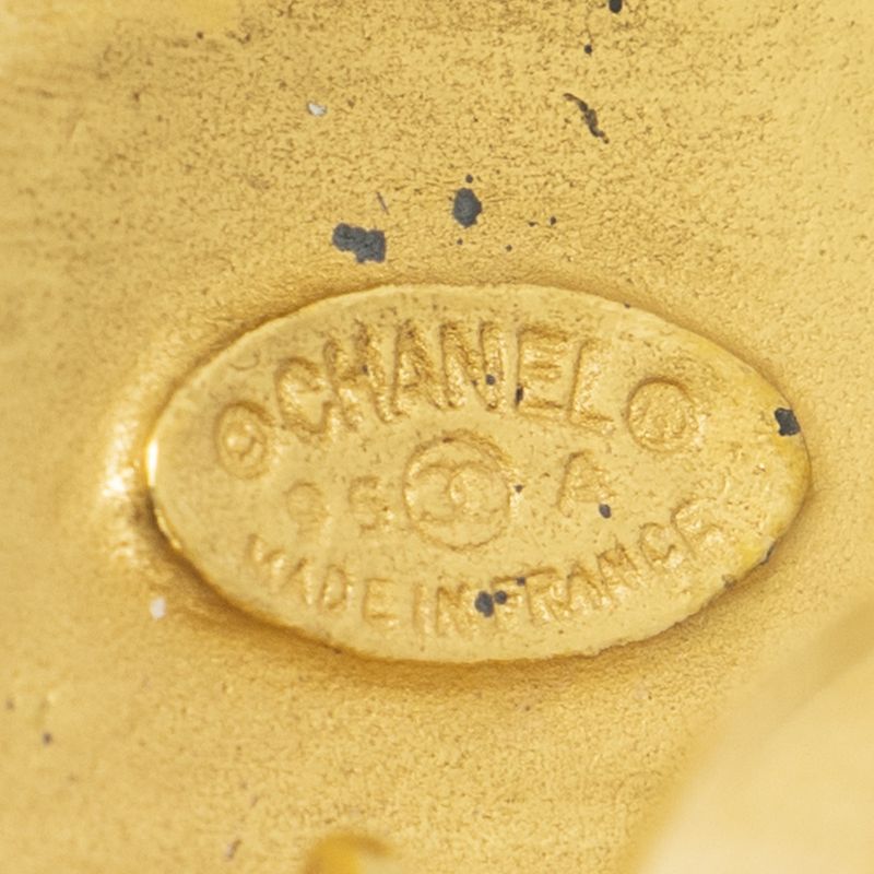 Chanel Cc Diamond Clip on Earrings Gold Plated