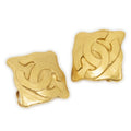 Chanel Cc Diamond Clip on Earrings Gold Plated