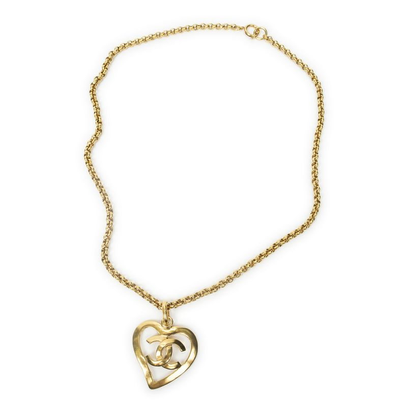 Chanel CC Logo Pendant Necklace Gold Plated