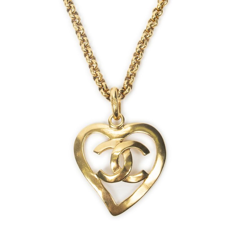 Chanel CC Logo Pendant Necklace Gold Plated
