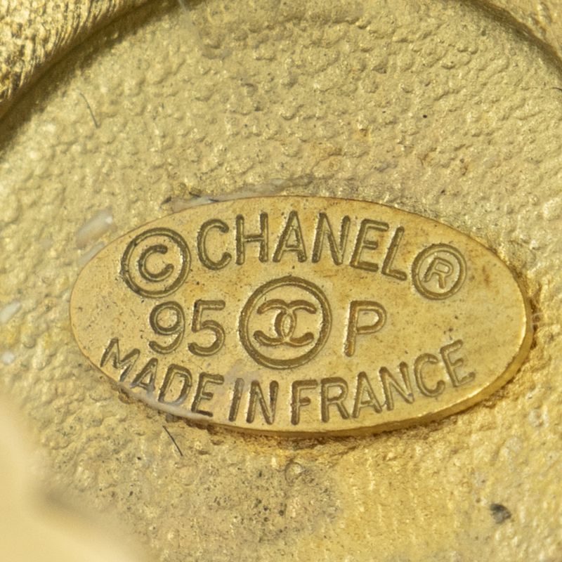 Chanel Large CC Round Clip on Earrings Black Gold Plated
