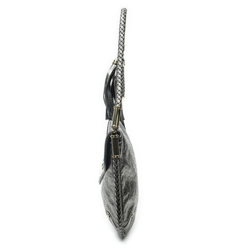 Gucci Medium Brit Tassel Flap Metallic Silver Shoulder Bag