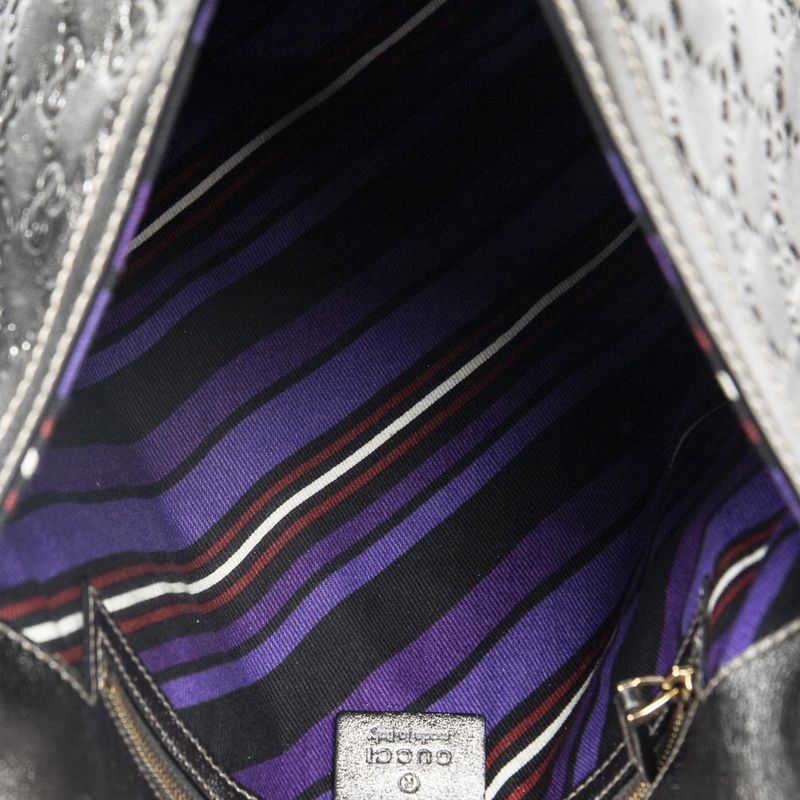Gucci Medium Brit Tassel Flap Metallic Silver Shoulder Bag