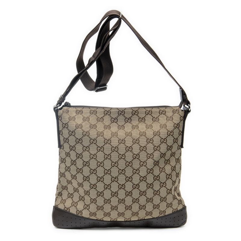 Gucci Brown Beige GG Canvas Shoulder Bag