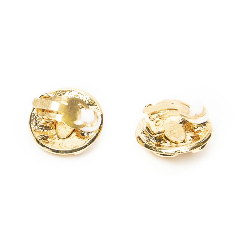 Chanel CC Logo Round Clip Type Earrings Gold Plated