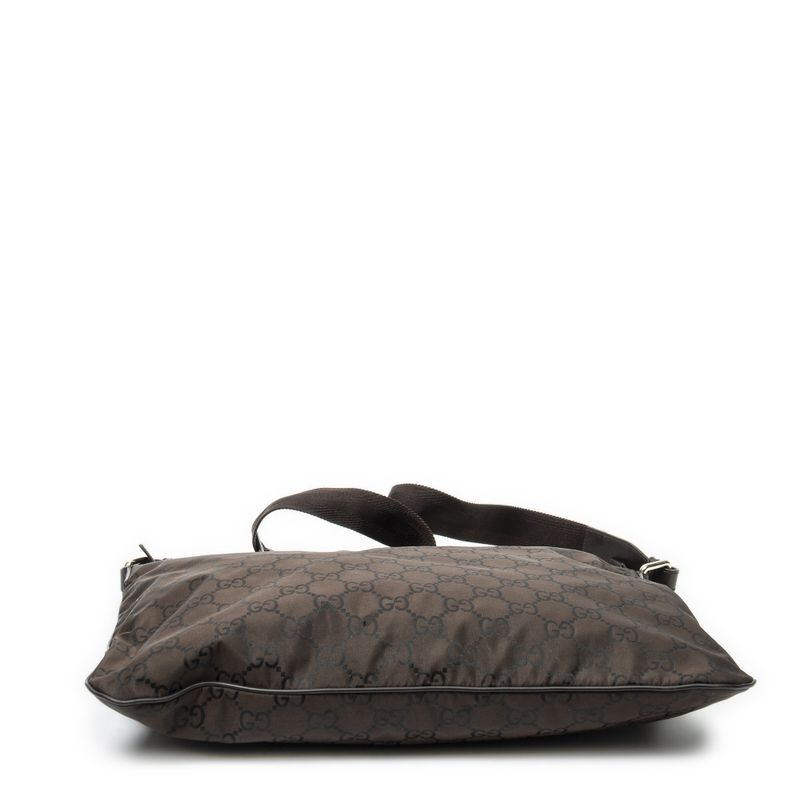 Gucci Large Flat Messenger Dark Brown GG Nylon Canvas