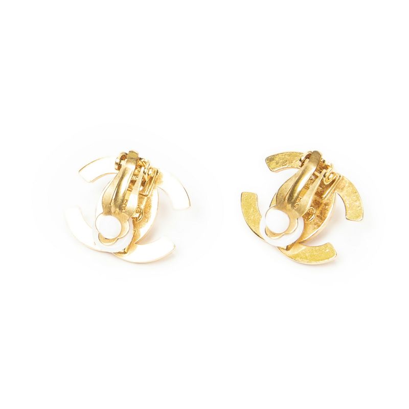 Chanel CC Turnlock Clip on Earrings Gold Plated