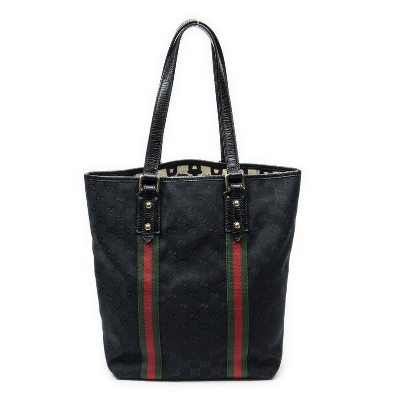 Gucci Web Vertical Jolique Kurt Black GG Canvas Shoulder Bag