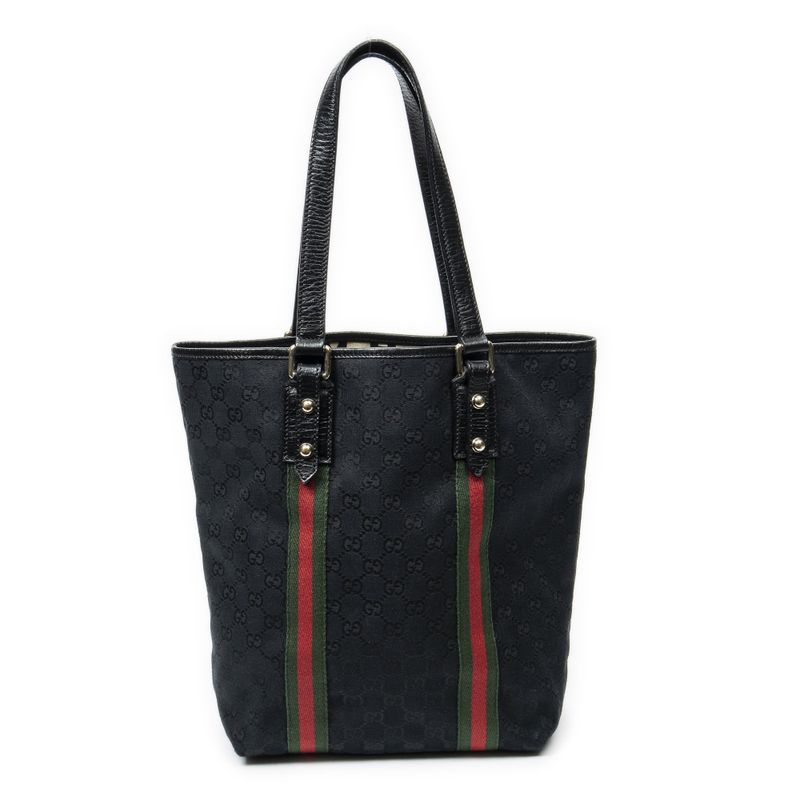 Gucci Web Vertical Jolique Kurt Black GG Canvas Shoulder Bag