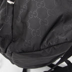 Gucci Double Pocket Drawstring Backpack Black GG Nylon Canvas