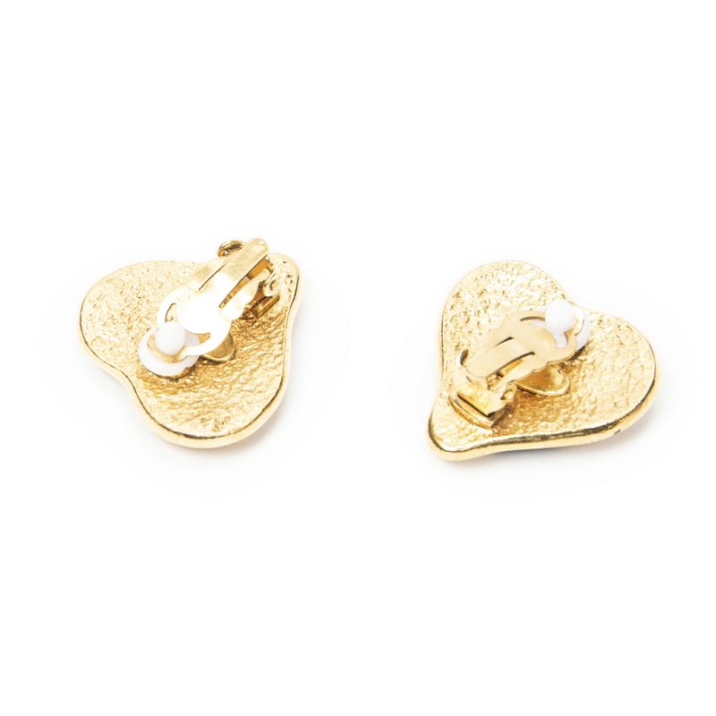 Chanel CC Logo Heart Clip Type Necklace Gold Blue Green Plated Gold Blue