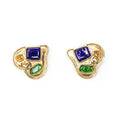 Chanel CC Logo Heart Clip Type Necklace Gold Blue Green Plated Gold Blue