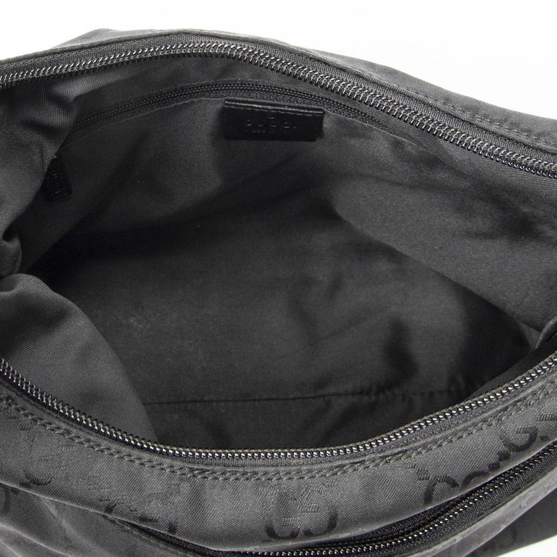 Gucci Front Slip Pocket Hobo Black GG Nylon Canvas