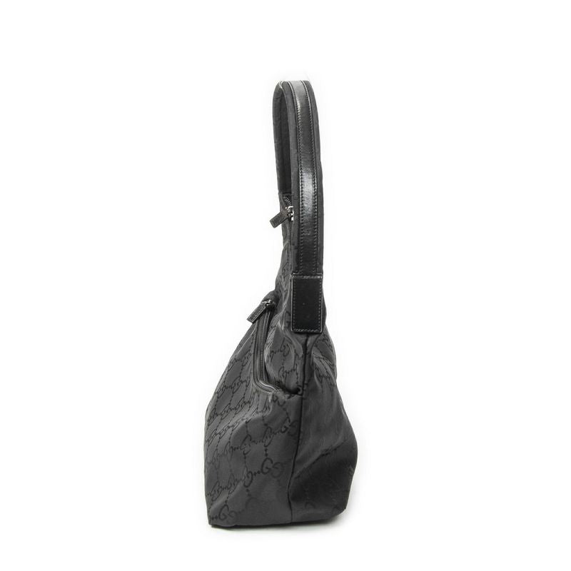 Gucci Front Slip Pocket Hobo Black GG Nylon Canvas