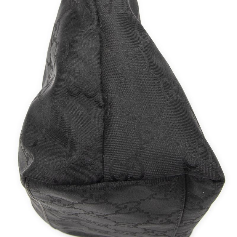 Gucci Front Slip Pocket Hobo Black GG Nylon Canvas