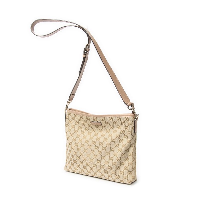 Gucci Anagram Slip Pocket Messenger Light Pink Beige GG Canvas Light Pink