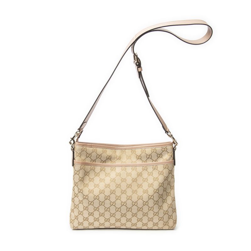Gucci Anagram Slip Pocket Messenger Light Pink Beige GG Canvas Light Pink