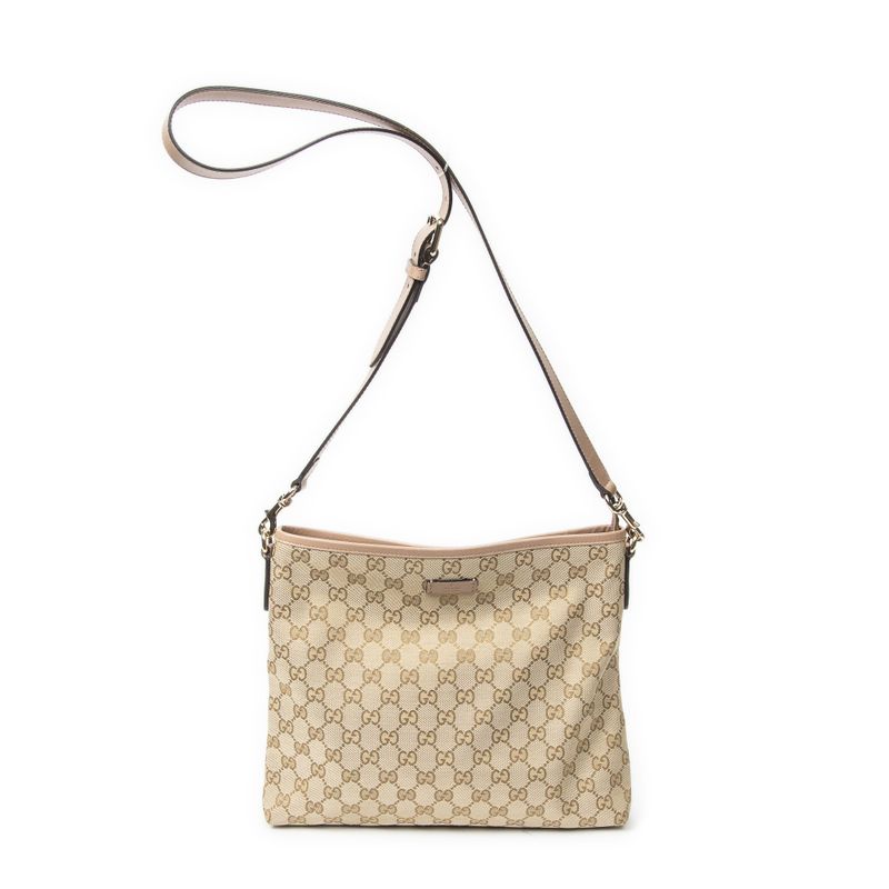 Gucci Anagram Slip Pocket Messenger Light Pink Beige GG Canvas Light Pink