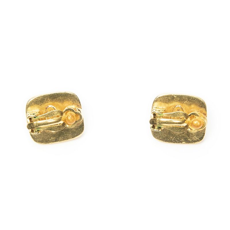 Chanel CC Logo Clip Type Earrings Gold Plated