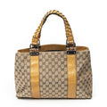 Gucci Bamber Tongue Beige GG Canvas Shoulder Bag Tan