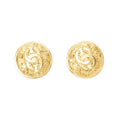 Chanel CC Logo Round Clip Type Earrings Gold Plated