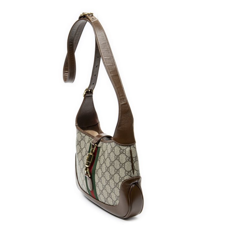 Gucci Small Centennial Jackie Hobo Brown Beige Supreme Canvas