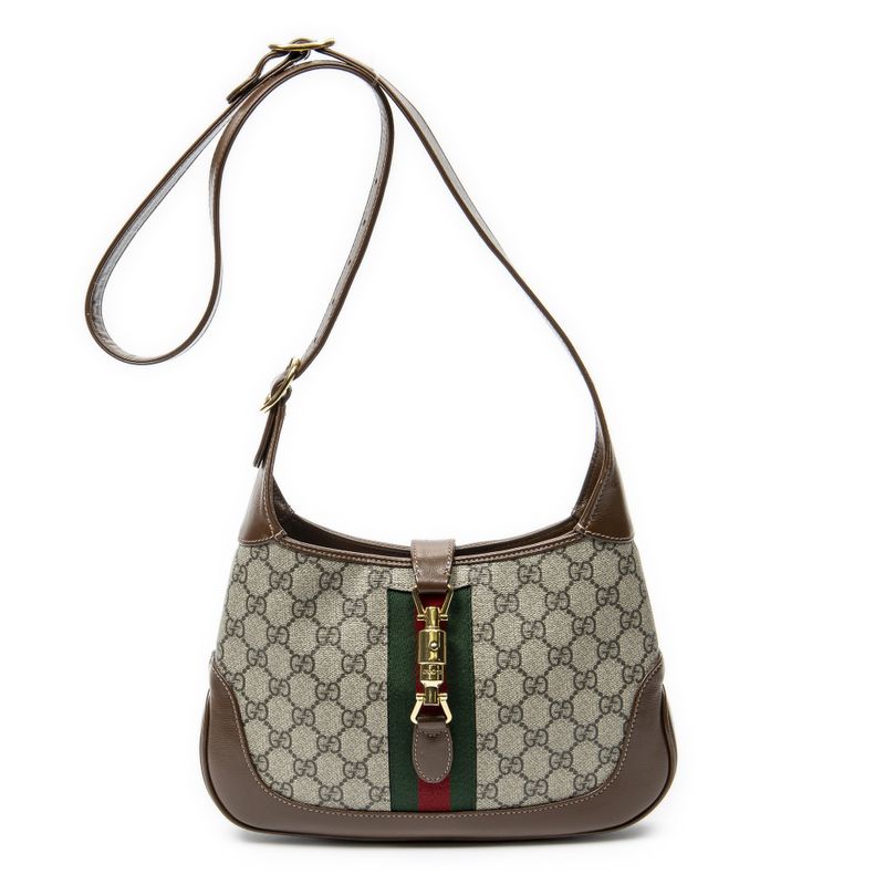 Gucci Small Centennial Jackie Hobo Brown Beige Supreme Canvas