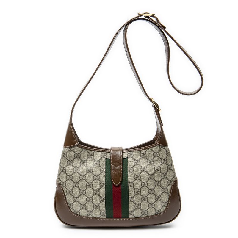 Gucci Small Centennial Jackie Hobo Brown Beige Supreme Canvas