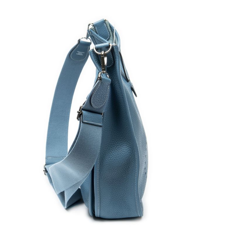 Hermes Evelyne III Blue Jeans Clemence Leather