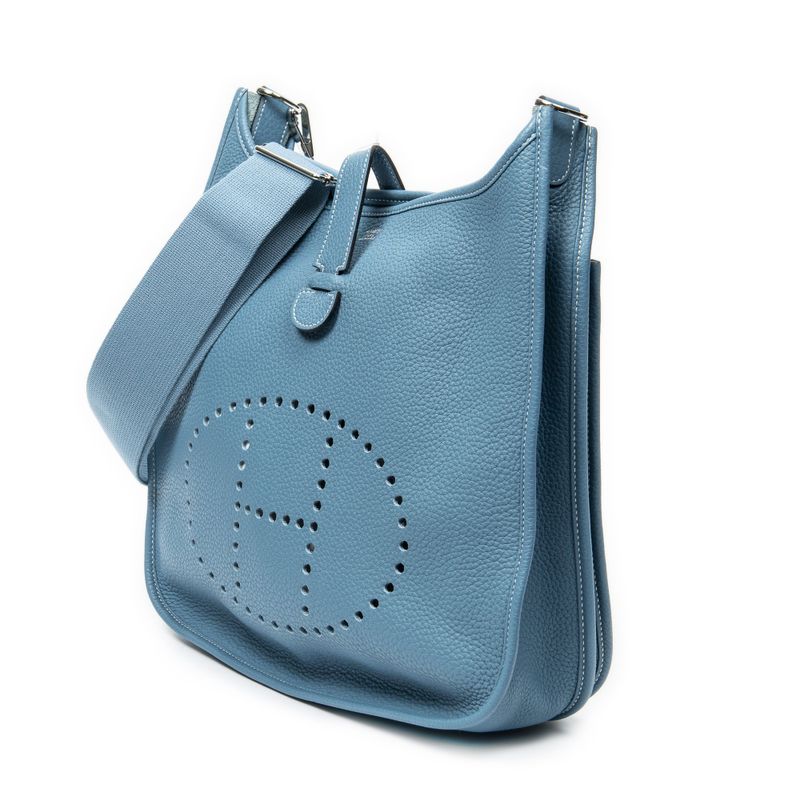 Hermes Evelyne III Blue Jeans Clemence Leather