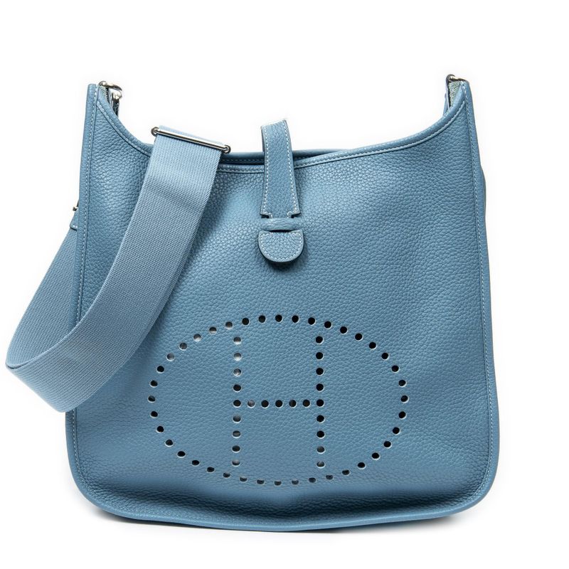 Hermes Evelyne III Blue Jeans Clemence Leather
