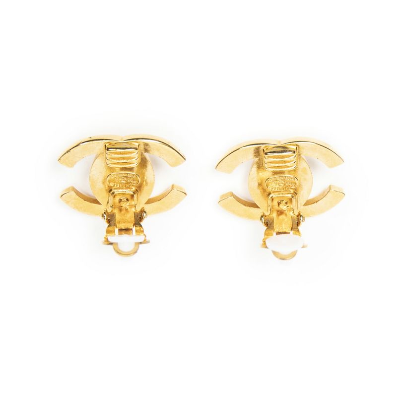 Chanel CC Turnlock Clip on Earrings Gold Plated