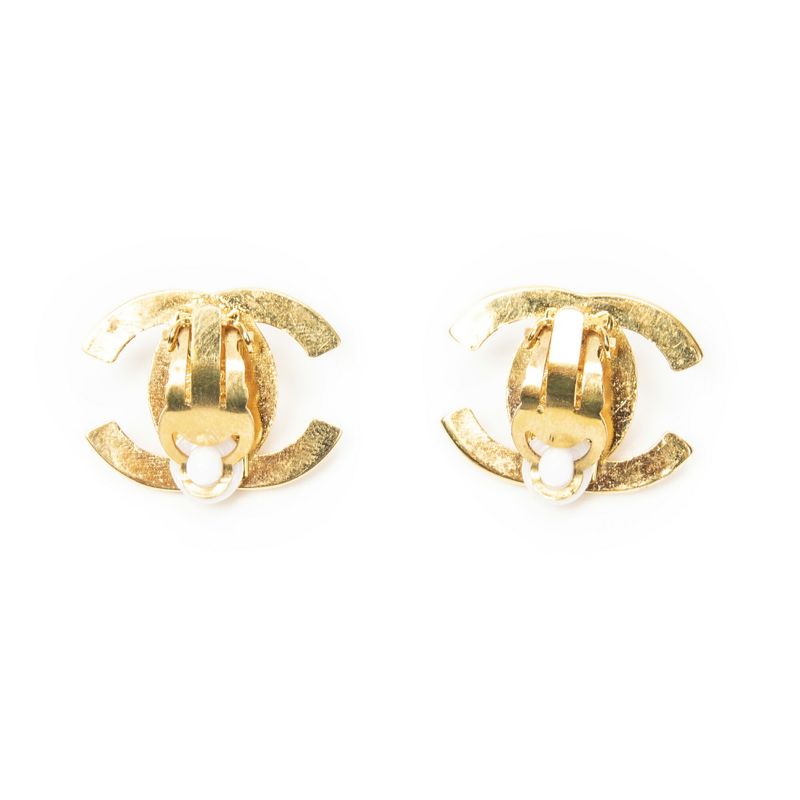 Chanel CC Turnlock Clip on Earrings Gold Plated