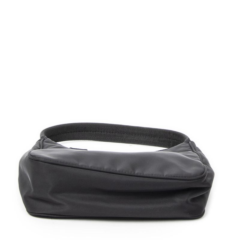 Prada Vintage Mini Zip Hobo Black Nylon Canvas
