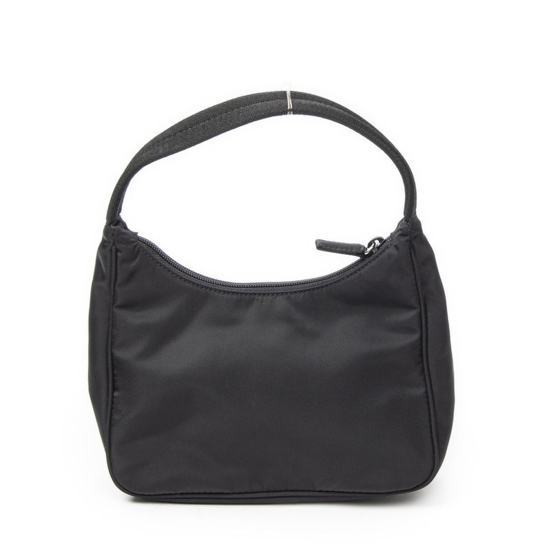 Prada Vintage Mini Zip Hobo Black Nylon Canvas