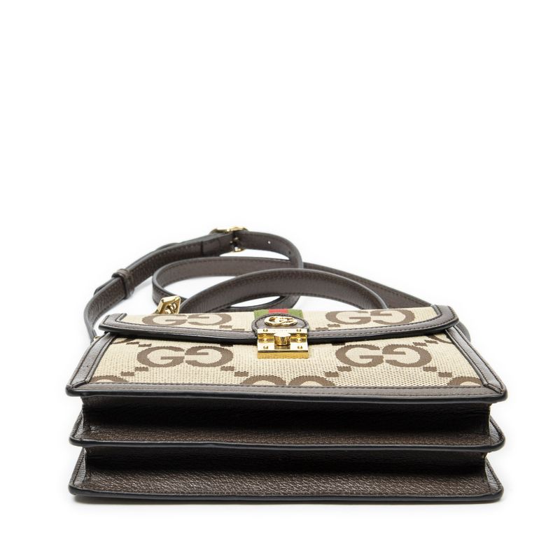 Gucci Small Ophidia Top Handle Beige Brown Jumbo GG Canvas