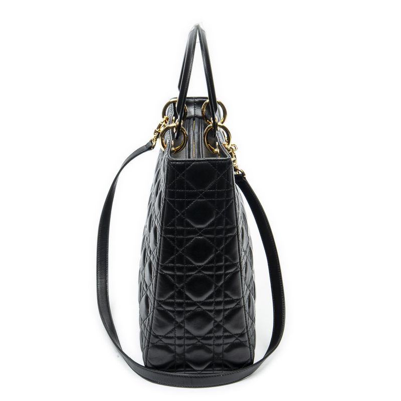Dior Large Lady Dior Zip Black Cannage Lambskin Leather Handbag