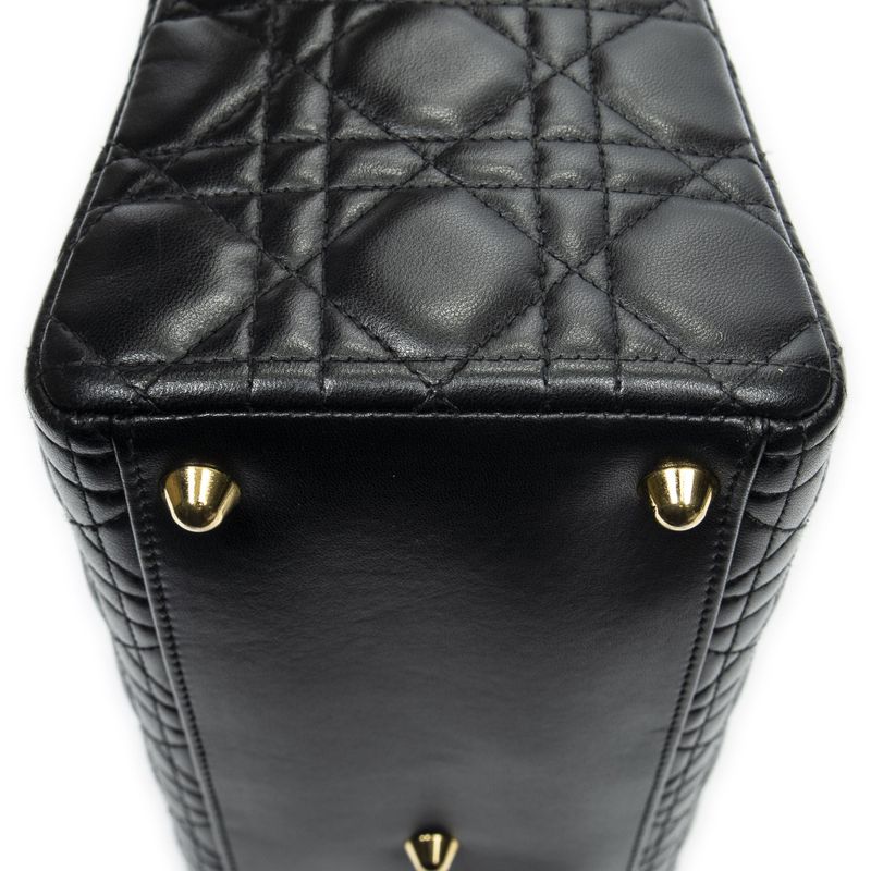 Dior Large Lady Dior Zip Black Cannage Lambskin Leather Handbag