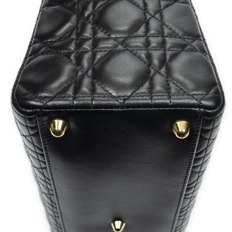 Dior Large Lady Dior Zip Black Cannage Lambskin Leather Handbag