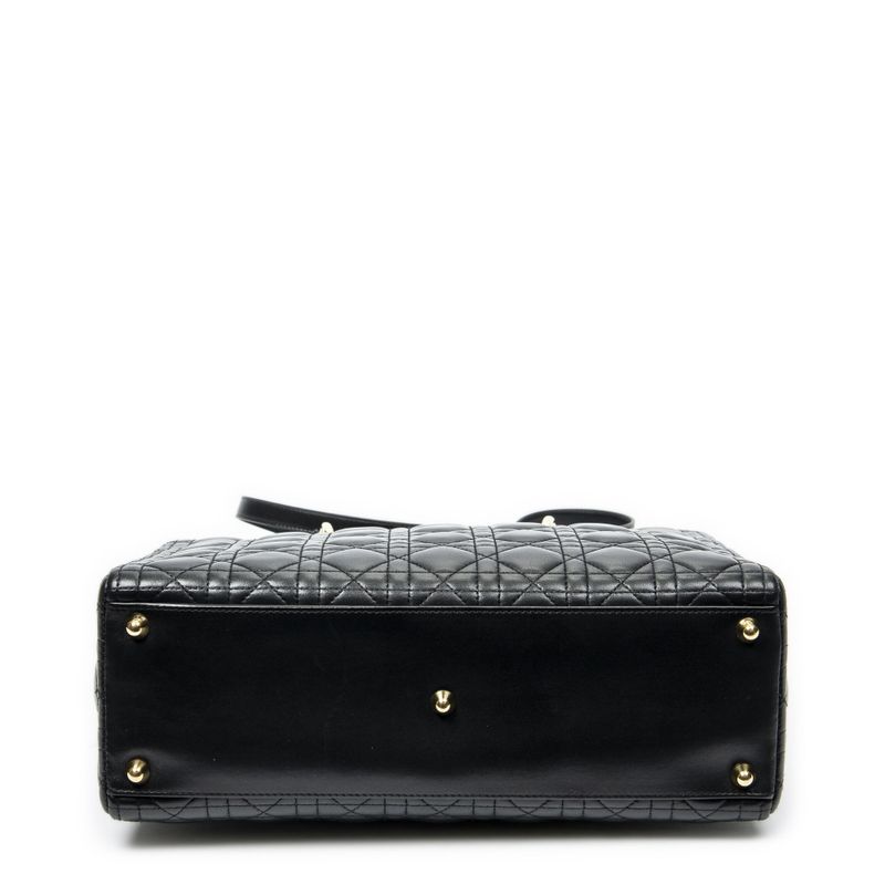 Dior Large Lady Dior Zip Black Cannage Lambskin Leather Handbag