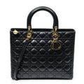 Dior Large Lady Dior Zip Black Cannage Lambskin Leather Handbag